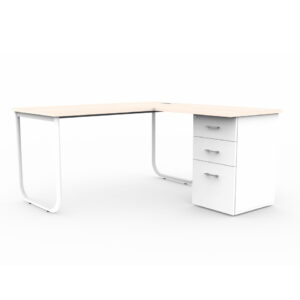 Estación de trabajo Curva con cajonera pedestal 2C y 1K sin faldón