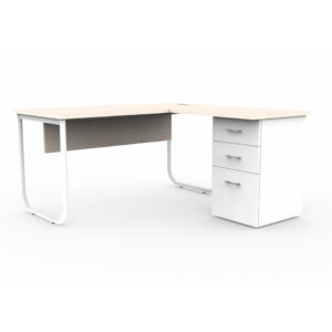 Estación de trabajo Curva con cajonera pedestal 2C y 1K con faldón